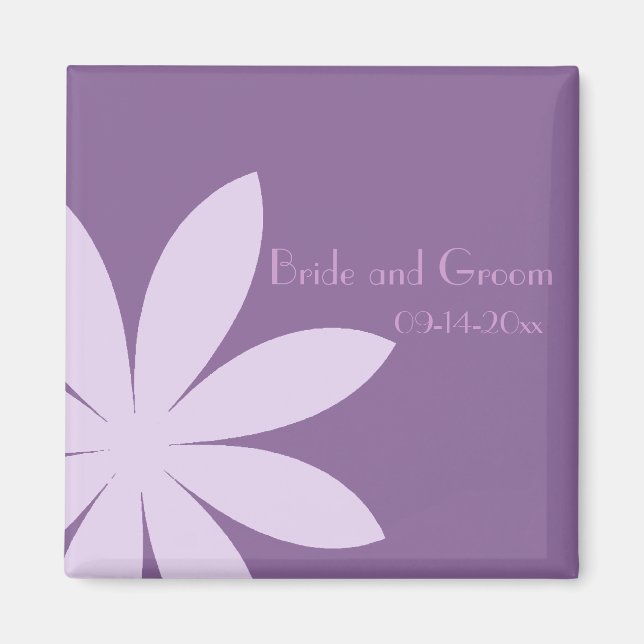 Purple Daisy Flower Wedding Magnet (Front)