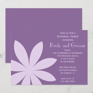 Purple Daisy Flower Wedding Rehearsal Dinner Invitation