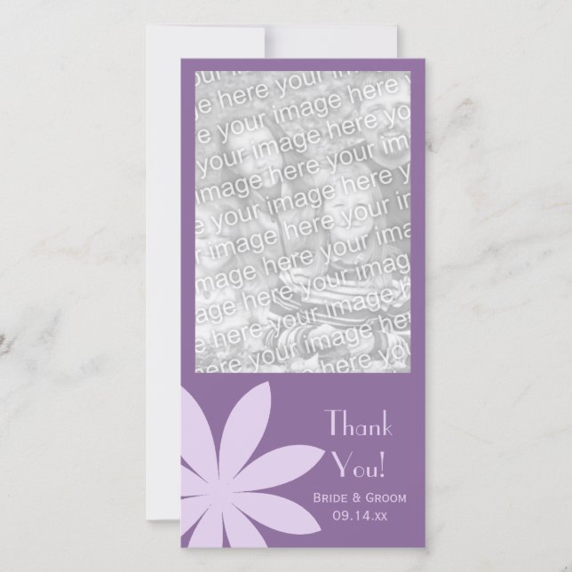 Purple Daisy Flower Wedding Thank You Card (Front)