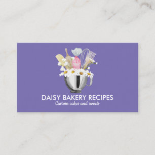 Purple Daisy Flowers Bakery Tools Design Business Card