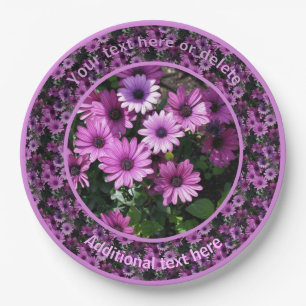 Purple Daisy Flowers Nature Personalised Party  Paper Plate