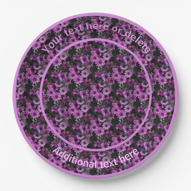 Purple Daisy Flowers Nature Personalised Party  Paper Plate (Front)