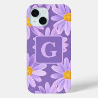 purple daisy flowers personalised monogram