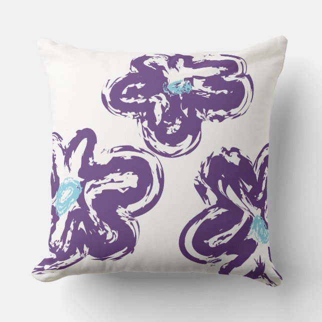 Purple DAISY HANDRAWN DESIGN Retro Throw Pillow (Front)