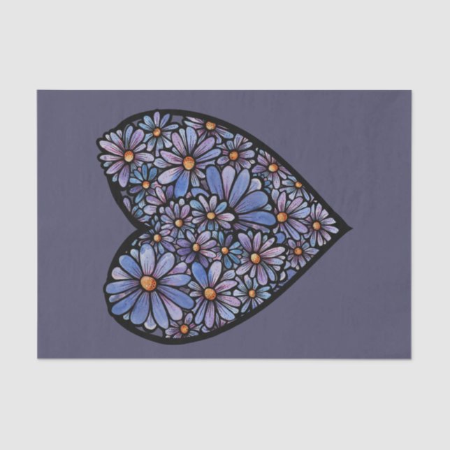 Purple Daisy heart                                 Tissue Paper (Front)