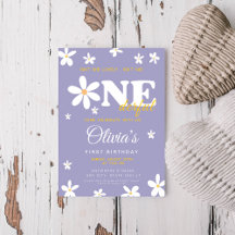 Purple daisy Isn't She Onederful 1st Birthday