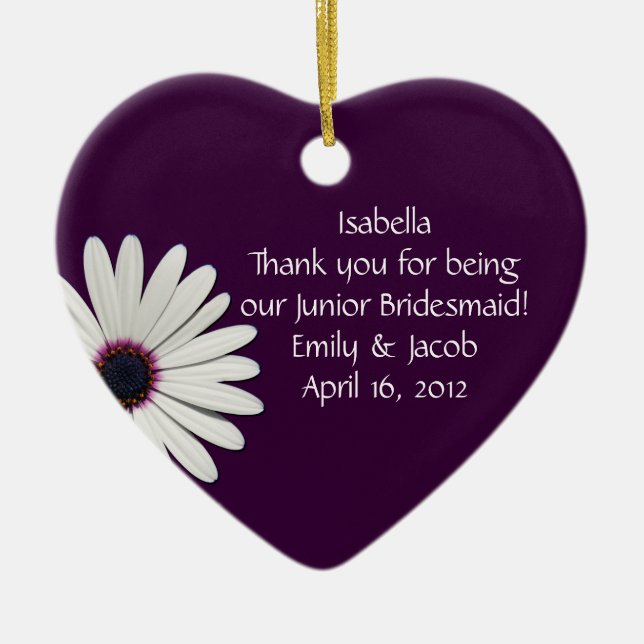 Purple Daisy Junior Bridesmaid Ornament (Front)