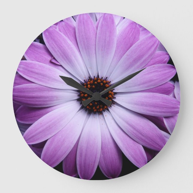 Purple Daisy Large Clock (Front)