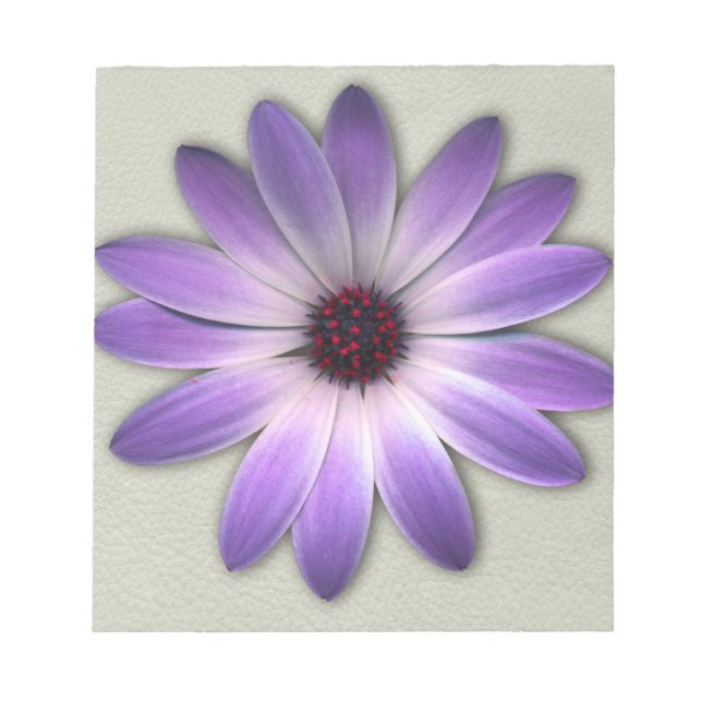 Purple Daisy on Stone Leather Print Notepad (Front)
