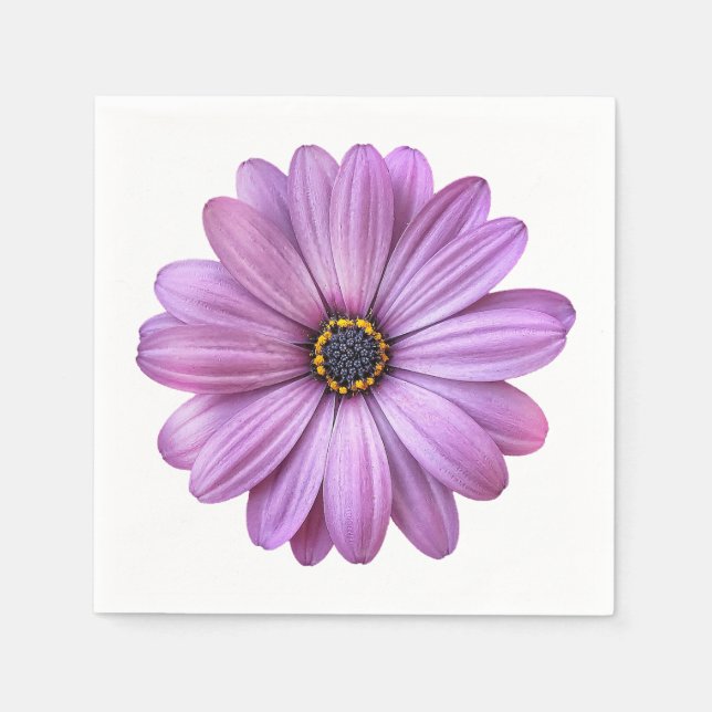 Purple Daisy Party Paper Napkins (Front)