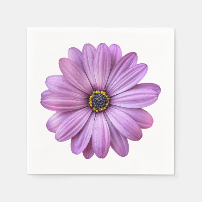 Purple Daisy Party Paper Napkins (Front)