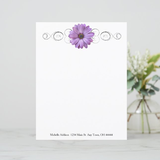Purple Daisy Personalised Paper Sheet (Standing Front)