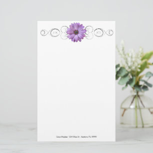 Purple Daisy Personalised Stationery