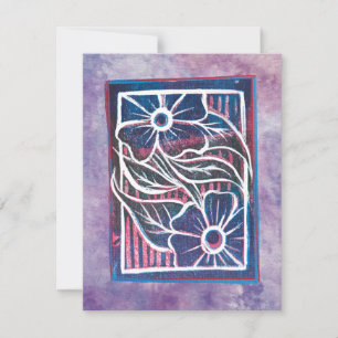 Purple Daisy Printmaking Carving Artistic green   