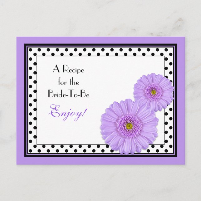 Purple Daisy Recipe Card for the Bride to Be (Front)