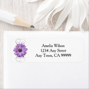 Purple Daisy Return Address Label