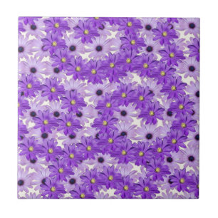 Purple Daisy Swirls Tile