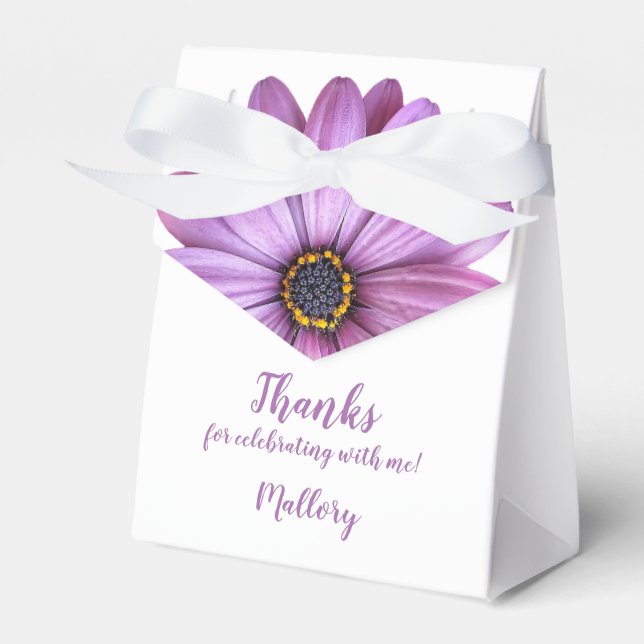 Purple Daisy Tent Style Party Favour Boxes (Front Side)