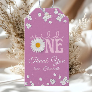 Purple Daisy Wild One 1st Birthday  Gift Tags