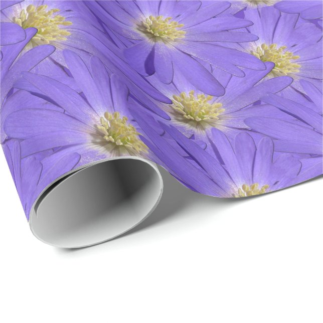 Purple Daisy Wrapping Paper Personalise Gift Paper (Roll Corner)