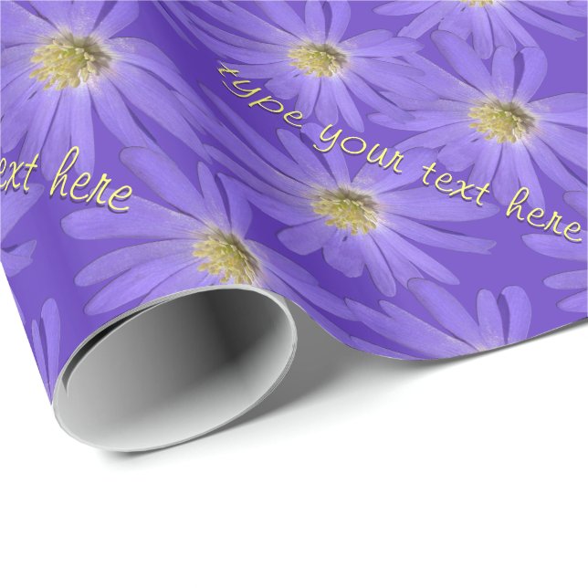 Purple Daisy Wrapping Paper Personalise Gift Paper (Roll Corner)