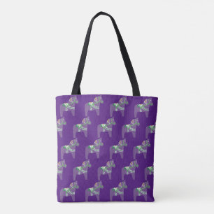 Purple Dala Horses Tote Bag