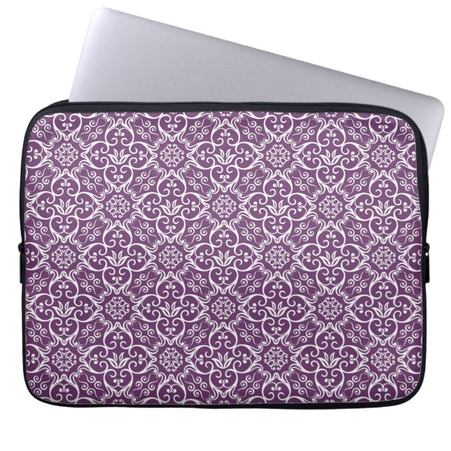 Purple Damaks Pattern Laptop Sleeve (Front)