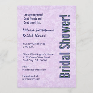 Purple Damask and Faux Bow Bridal Shower Invitation
