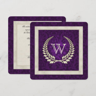 Purple damask and Pearls wedding vow renewal Invitation