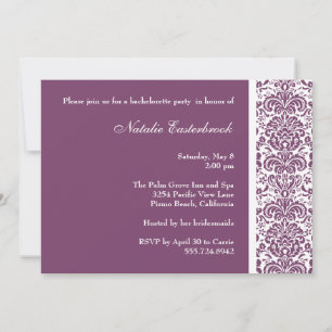 Purple Damask Bachelorette Party Invitation