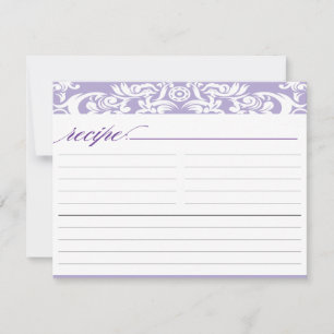 Purple Damask Bridal Shower Recipe Card