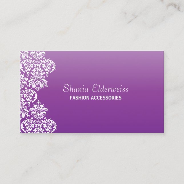 Purple Damask Business Card (Front)