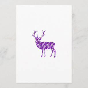 Purple Damask Deer Stag Invitation