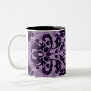 Purple damask desire Two-Tone coffee mug