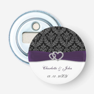 Purple Damask Diamante Wedding Bottle Opener