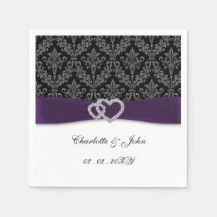 Purple Damask Diamante Wedding Classic Napkin