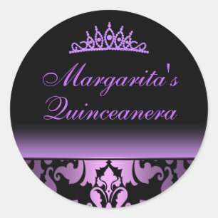Purple Damask Elegant Quinceanera Sticker