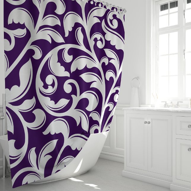  Purple Damask Floral Vine Shower Curtain (Creator Uploaded)