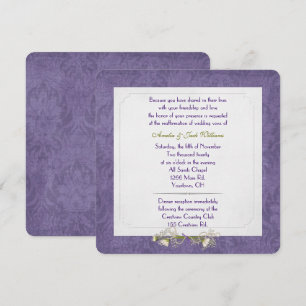 Purple Damask Frame wedding Vow Renewal Invitation