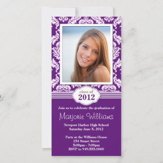 Purple Damask Graduation Invitation Class of 2012