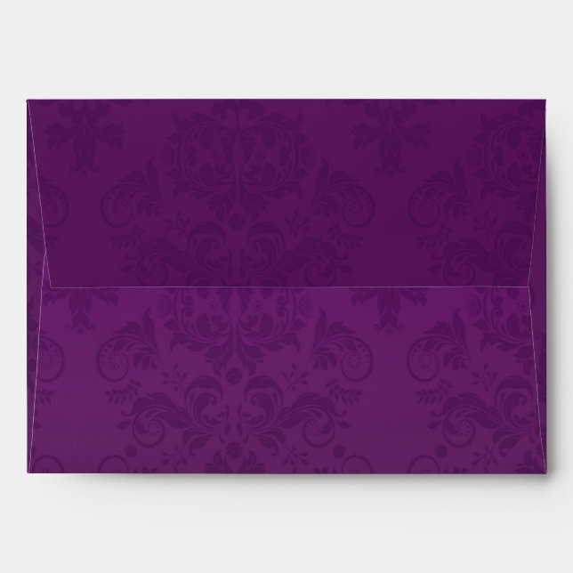 Purple Damask Halloween Party Invitation Envelope (Back (Top Flap))