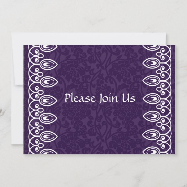Purple Damask Invitation (Front)
