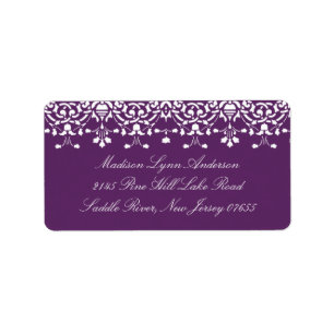 Purple Damask Lace Return Address Label