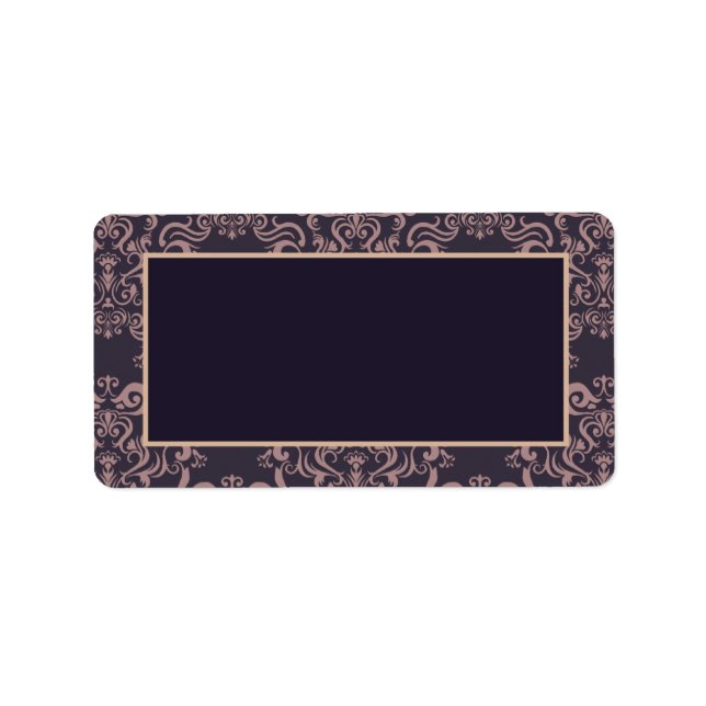 Purple Damask Lace Wedding Mailing Label (Front)