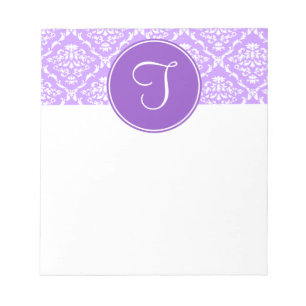 Purple Damask Monogram Notepad