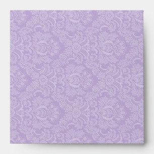 Purple Damask Monogram Square Envelopes