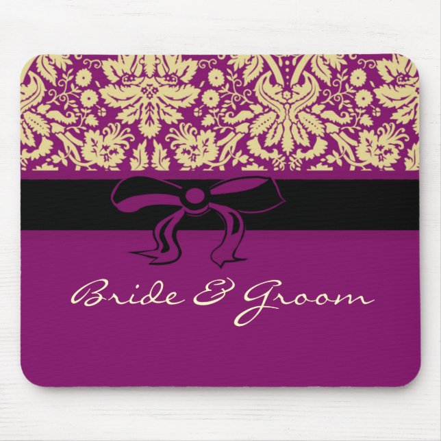 Purple Damask Mouse Mat (Front)