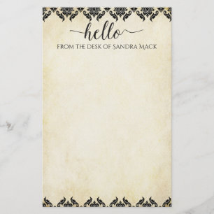 Purple Damask on Warm Grey 100% Recycled Paper