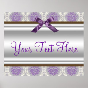 Purple Damask Party Banner Poster