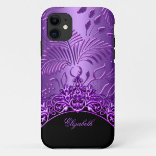 Purple Damask Pattern iPhone 5 Elegant Classy iPhone 11 Case